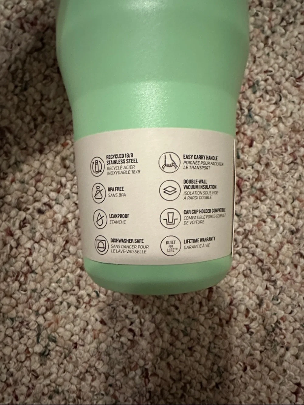 Stanley Mint Green Insulated Travel Bottle with White Logo - Picture 4 of 4